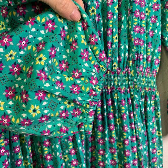 MATILDA JANE Dress Large Age of Aquarius Floral‎ Boho Prairie Tiered V-Neck Midi - Picture 9 of 15